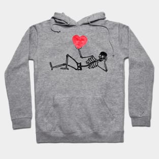 Red Heart Valentines Day Skeleton Gothic Boyfriend Him Gift Hoodie